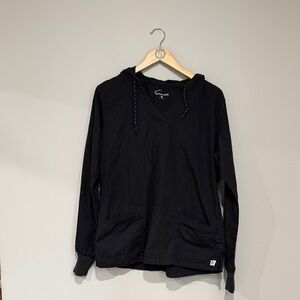 Butter-Soft Hooded Black Scrub Top